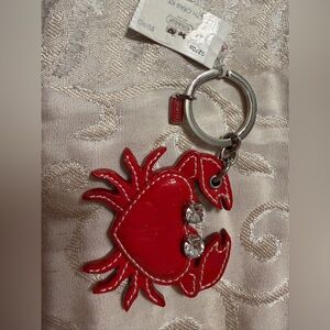 NWT Coach Red Patent leather collectible Crab Keyring bag charm